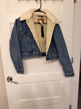 Levi's Blue Denim Sherpa Jacket with Cream Lining